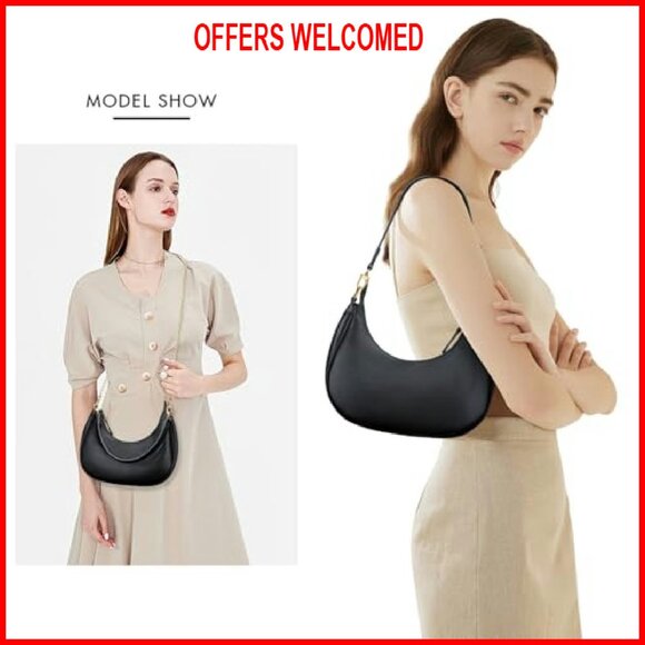 PU Leather Shoulder Bag with Detachable Strap, Spacious Compartments - Picture 3 of 8